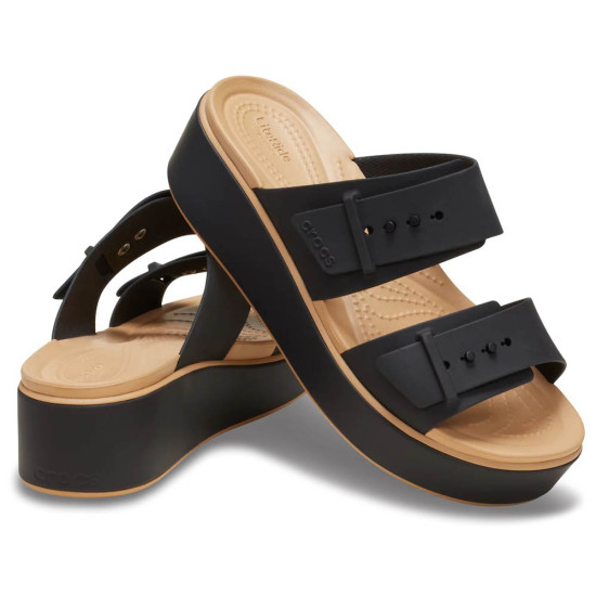 Crocs Brooklyn Buckle Low Wedge Matte Wrap Sandal